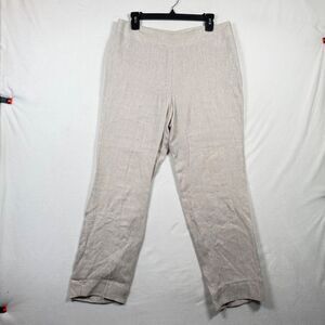 Talbots Irish Linen Pants Womens 10 Beige Side Zip Straight Leg Lightweight